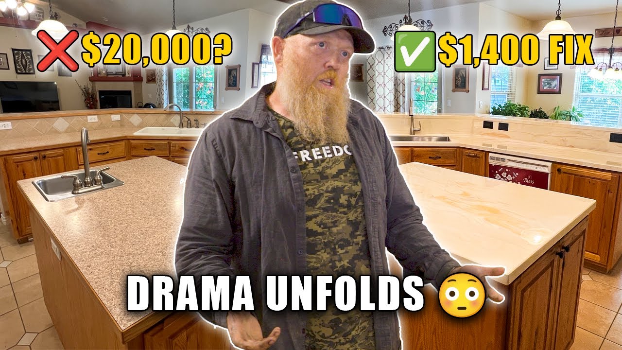$20,000 Kitchen Look for $1,400?! DIY Epoxy Countertop Transformation + Unexpected Drama!