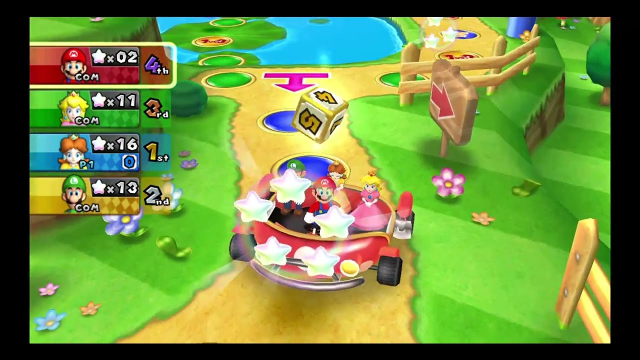 Mario Party 9 - Daisy Vs. Mario Vs. Luigi Vs. Peach #1 | Toad Road