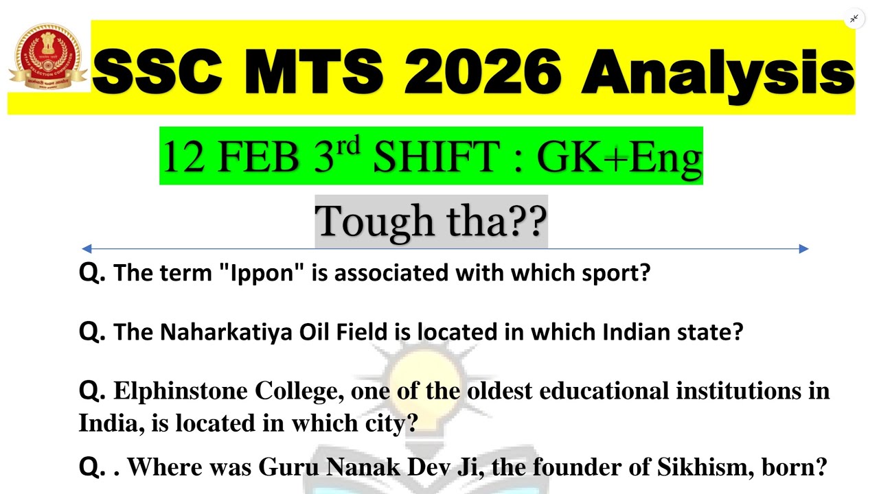 SSC MTS 3rd Shift 12 Feb Exam Analysis | SSC MTS 2026 Today Paper Review