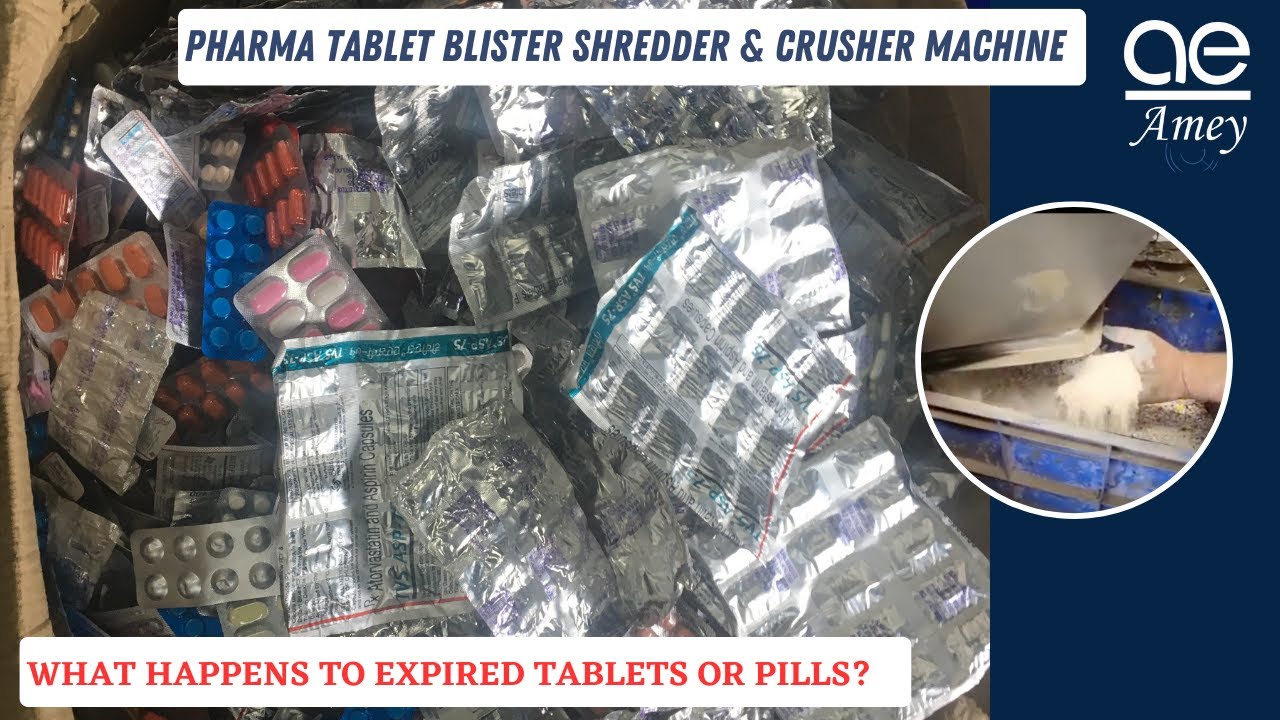Waste Pharma Tablet / Capsules Blister Shredder and Crusher Machine | Pill Separator from plastic