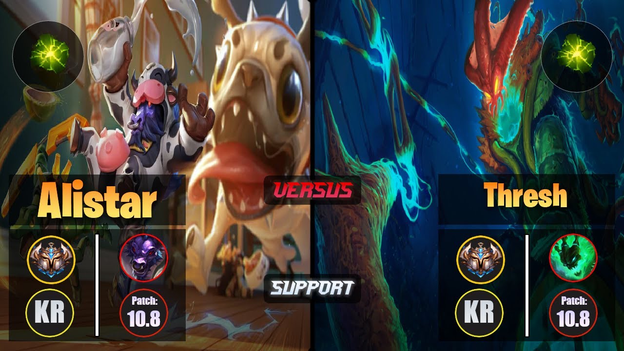 Challenger ALISTAR [Aftershock] (Support) VS  THRESH - Challenger KR Patch 10.8