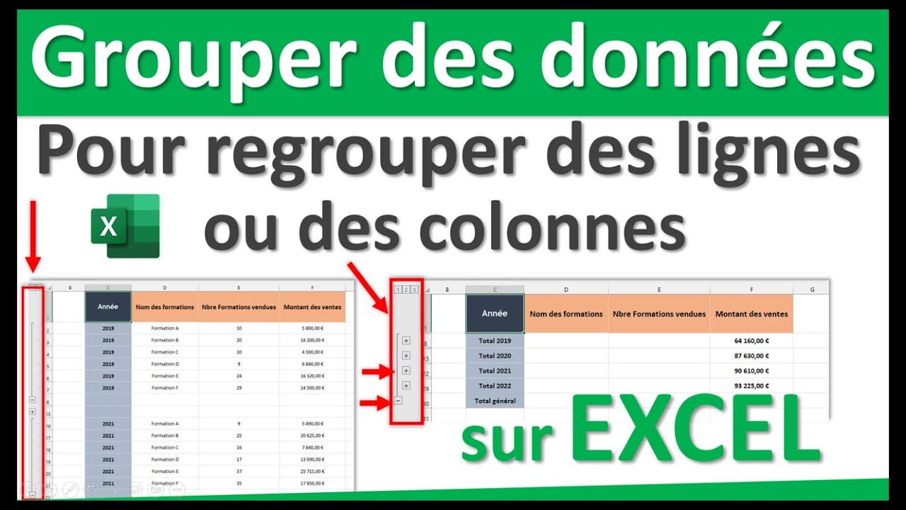 Grouper des données sur Excel pour regrouper des lignes ou des colonnes sous forme de plan