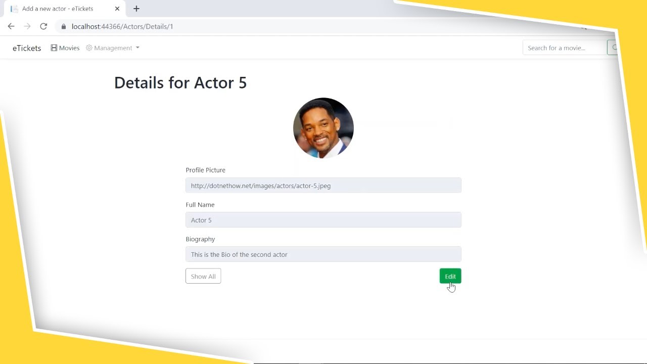 33. Получение элемента по идентификатору (Actor Details) | ASP.NET MVC
