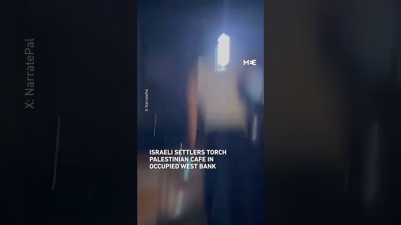 Israeli settlers torch Palestinian cafe in occupied West Bank under protection of soldiers