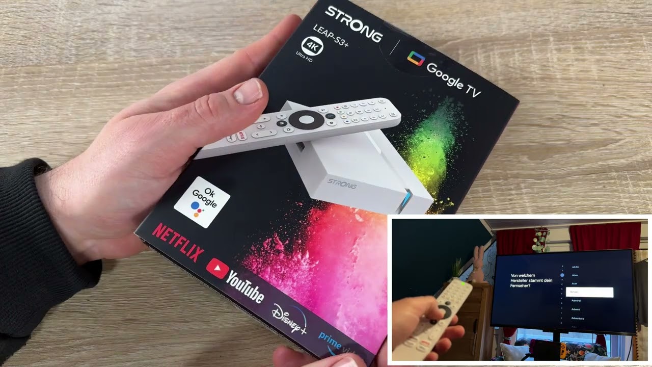 Strong LEAP-S3+Pimpen Sie Ihren Fernseher mit der smarten Google TV-Box Unboxing und Anleitung