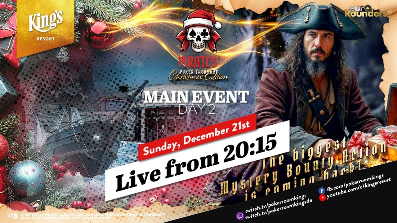 &spades;️🏴&zwj;☠️🏆 Day 2 of &euro;480 Pirates Poker Treasure live from King's Resort 👑