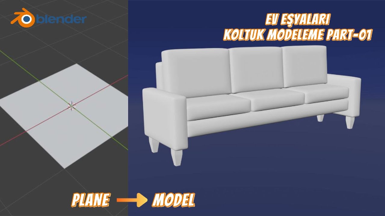 Blender Ev Eşyaları Modelleme: Sıfırdan Koltuk Tasarlıyoruz Part-01 #blendereğitim