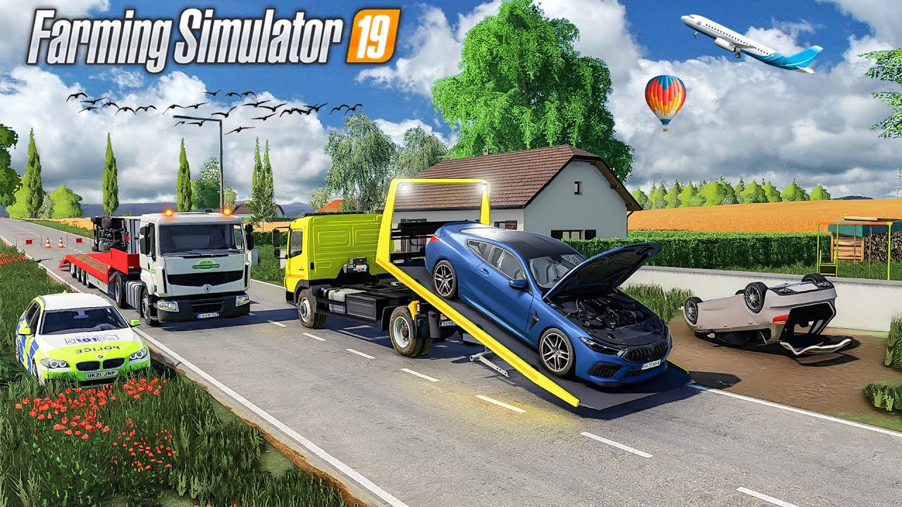 Accident de la route, voiture sur le toit | Mission scénario (Farming Simulator 19)