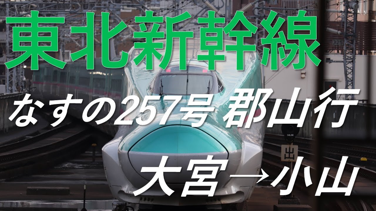 【4K側面展望】東北新幹線 なすの257号 郡山行 大宮→小山 E5系