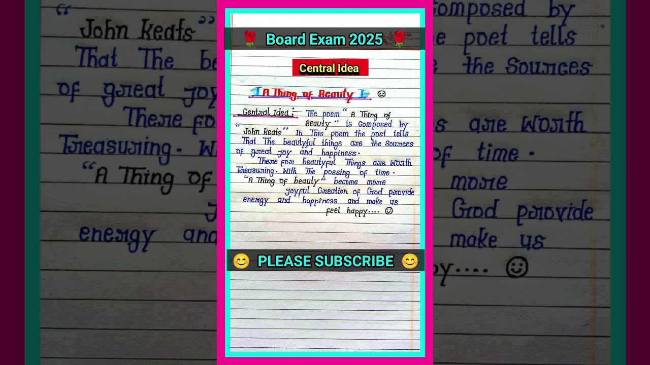 A thing of beauty central idea || central idea || a thing of beauty central idea class 12 ||