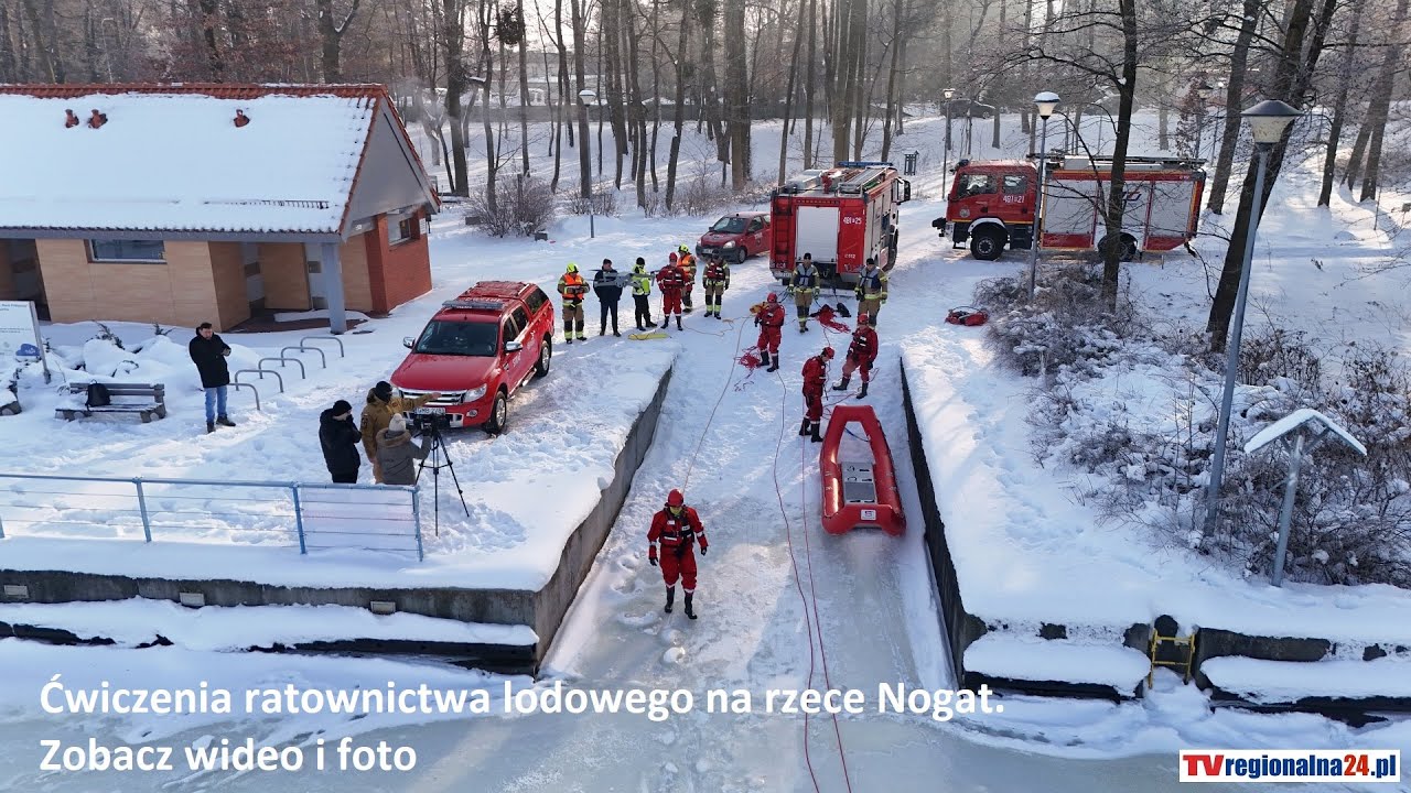 Ćwiczenia ratownictwa lodowego na rzece Nogat. Zobacz wideo