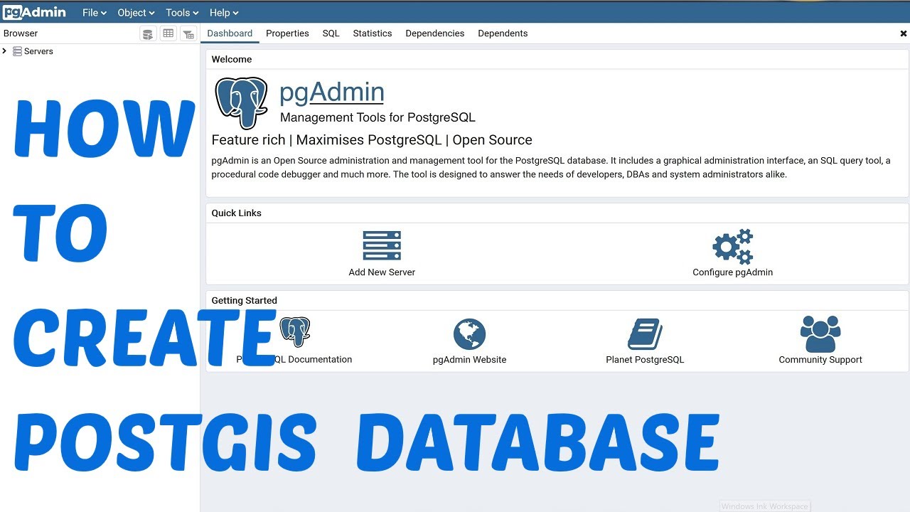 HOW TO CREATE A POSTGIS DATABASE IN pgAdmin without errors 2020