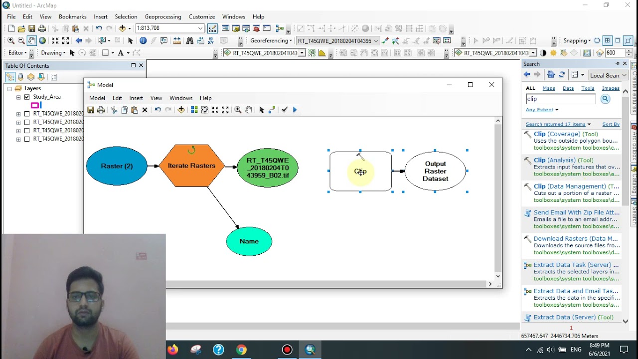 Clip Multiple Raster images using one shape file in ArcGIS Model Builder