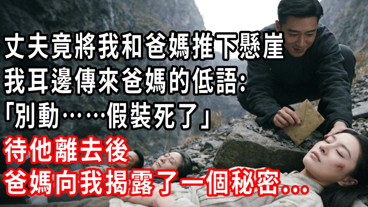 丈夫竟將我和爸媽推下懸崖。我渾身是血，躺在亂石堆中，耳邊傳來爸媽的低語：&ldquo;別動&hellip;&hellip;假裝死了。&rdquo;待他離去後，爸媽向我揭露了一個秘密...#情感故事 #人生感悟 #生活经验
