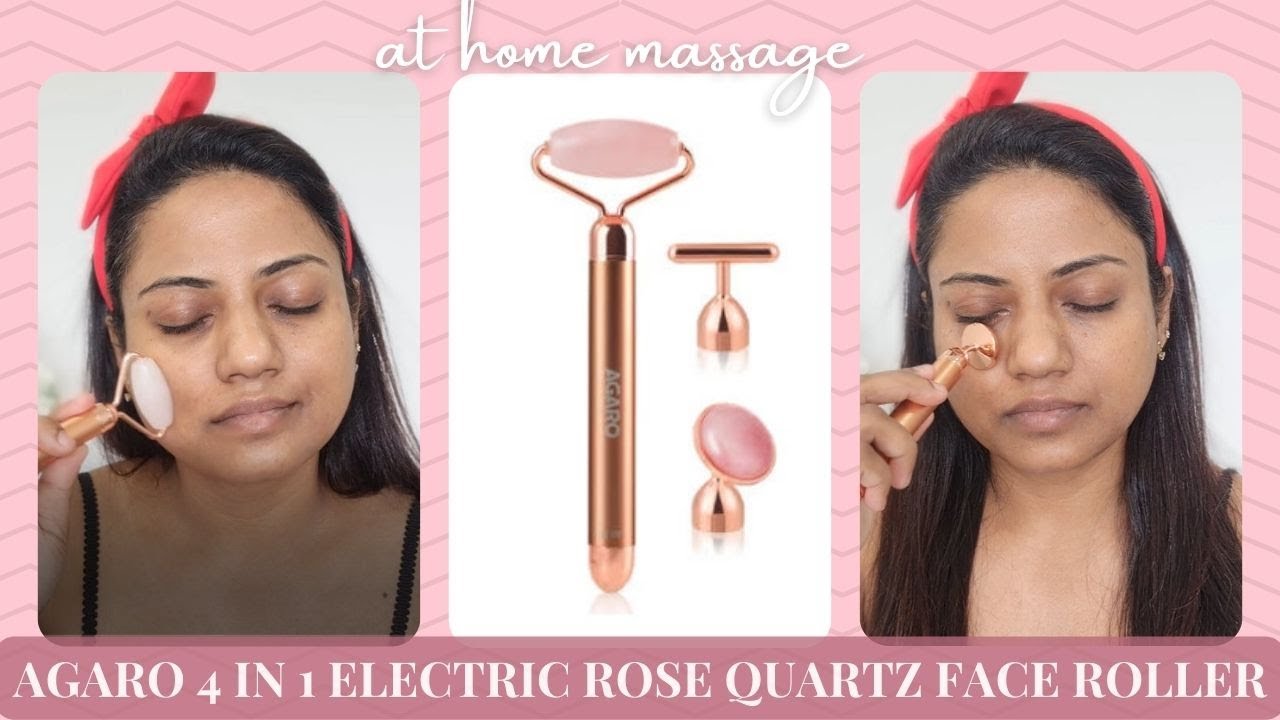 Agaro 4-in-1 Electric Rose Quartz Face Roller with Guasha | Ria Rajendran