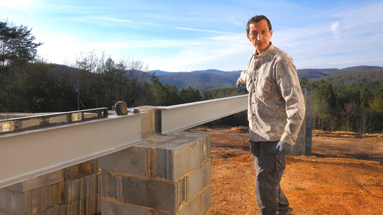 Elevated Concrete Porch Slab Construction: Pumping Concrete and Setting Steel Beams
