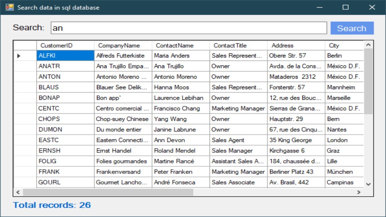How to Search Data in SQL Database using C# WinForms | FoxLearn