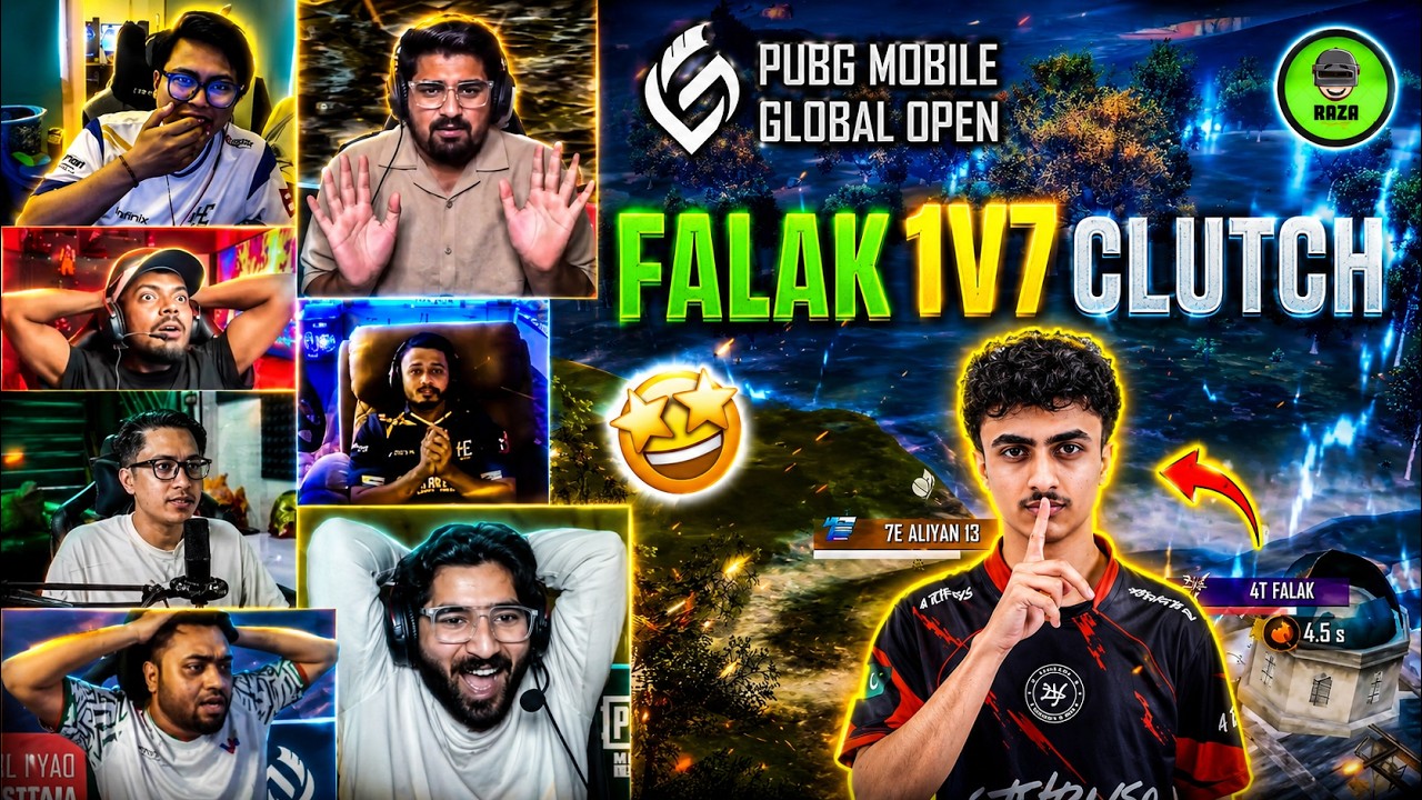 @falakpubgm 1V7 CLUTCH 💀 STREAMERS CRAZY REACTION 🥵 FT. 3WOLF CR7 HORA MAFIANINJA