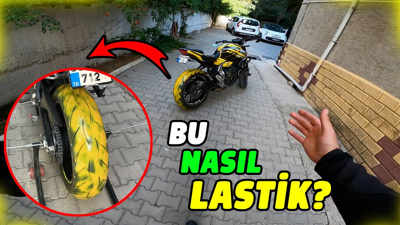 LASTİĞİMİ BOYADIM - BOYALI LASTİK YAKTIM - MT07 MOTOVLOG