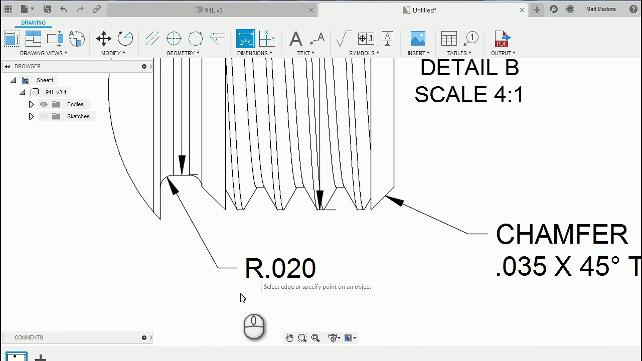 How to create a drawing of the Titan 91L