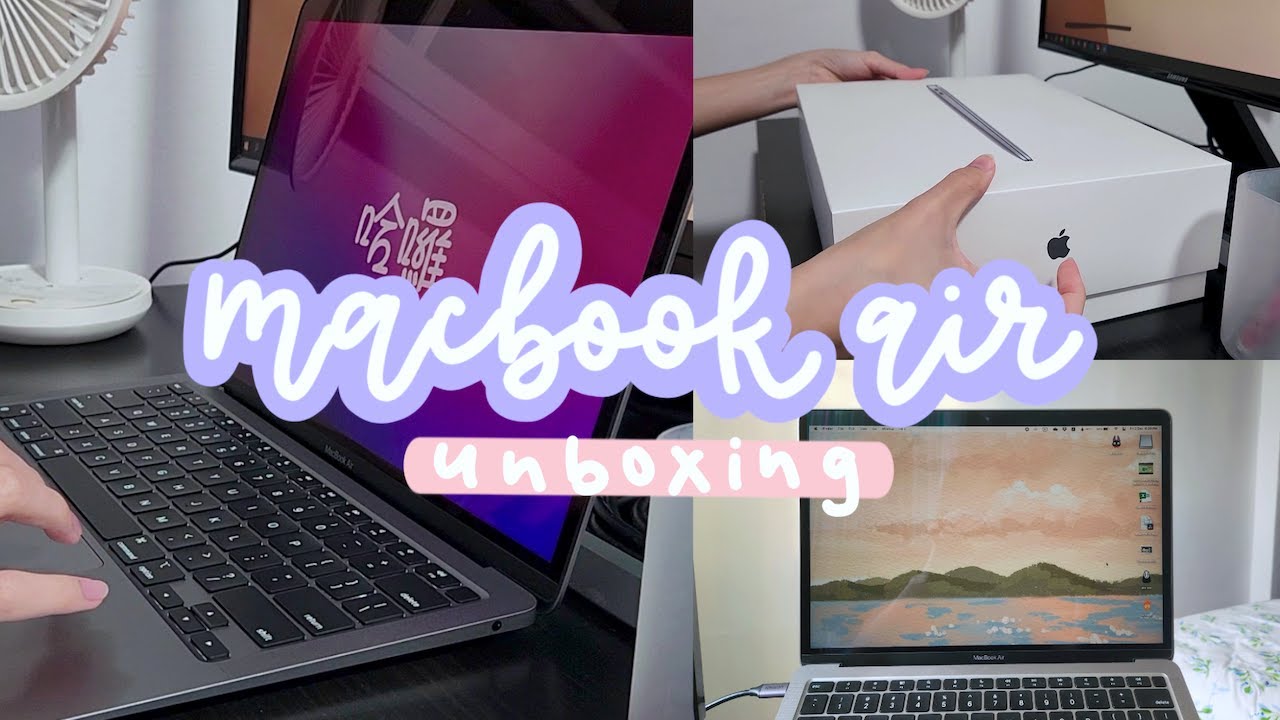 macbook air unboxing + setup 💻✨