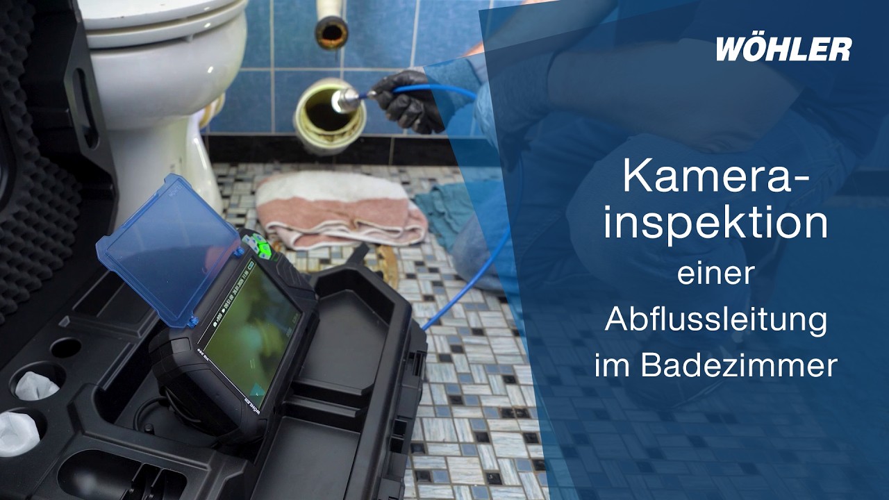 Kamerainspektion einer Abflussleitung im Badezimmer