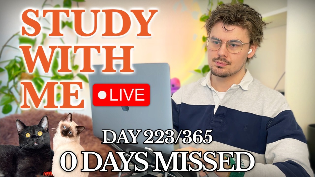 Study With Me (&🐱) LIVE 🚀 8-HOURS &mdash; Deep Focus (50/10 Pomodoro)
