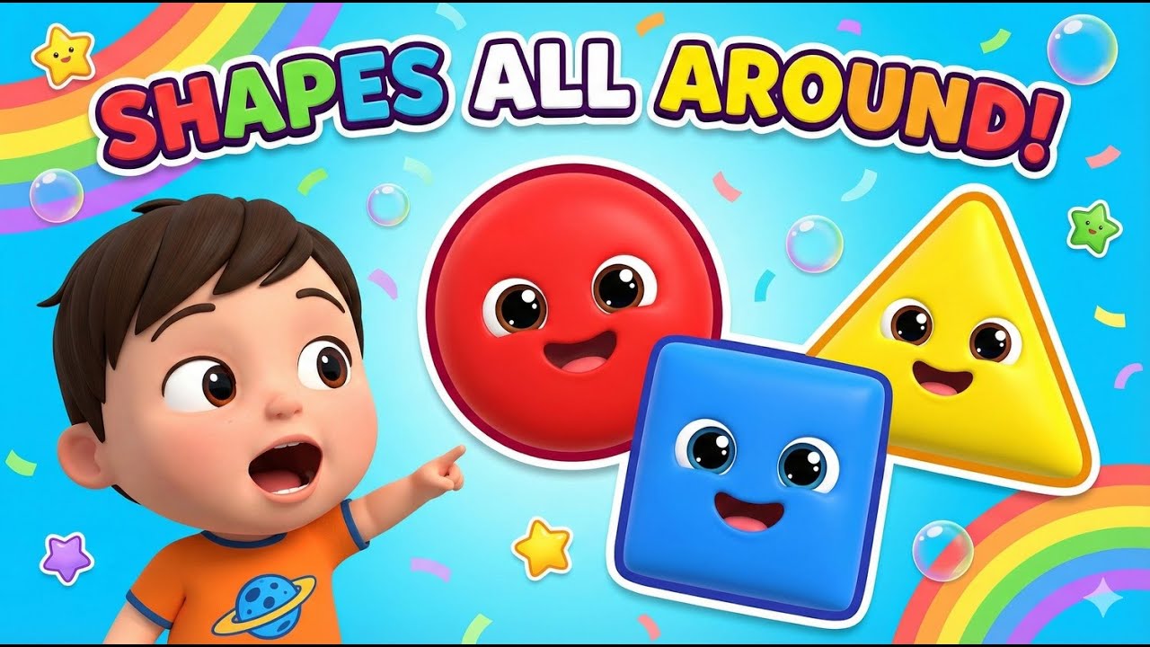 Shapes All Around 🌈🎵 | Fun Kids Learning Song | Circle Square Triangle | Rhyme Orbit