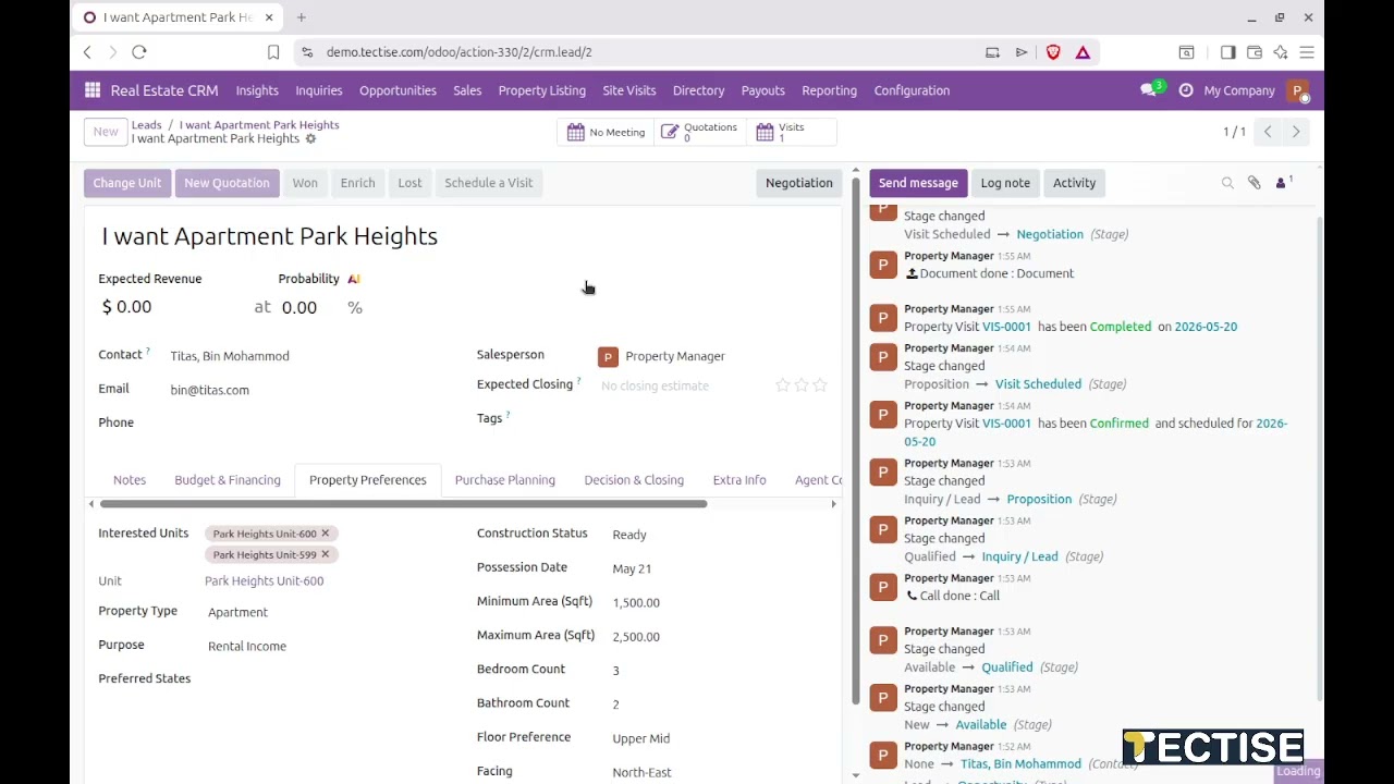 Real Estate Sales CRM | Property Lead & Deal Management for Odoo 19