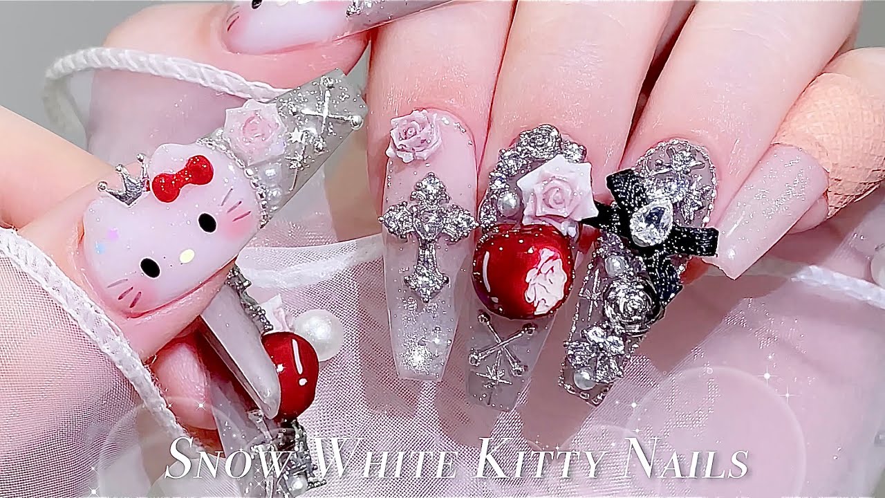 sub) Белоснежные кошачьи ногти!🌹🍎/🇰🇷Корейский маникюр / Дизайн ногтей / ASMR