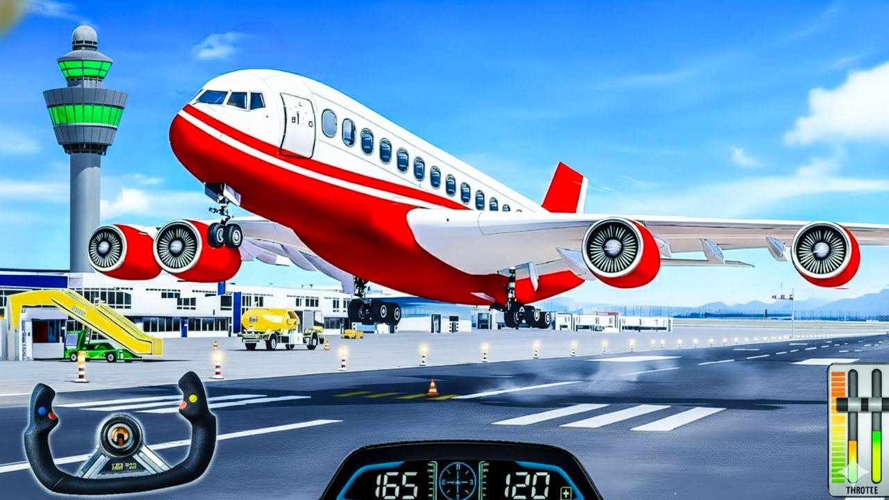 Realistic Airplane Takeoff ✈️ | Airport Flight Simulator Gameplay | Plane Flying Game