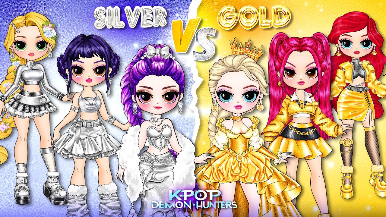 Golden Girl vs Silver Girl! Huntrix Glow Up | K-Pop Demon Hunters | Best DIY Fashion Paper Dolls