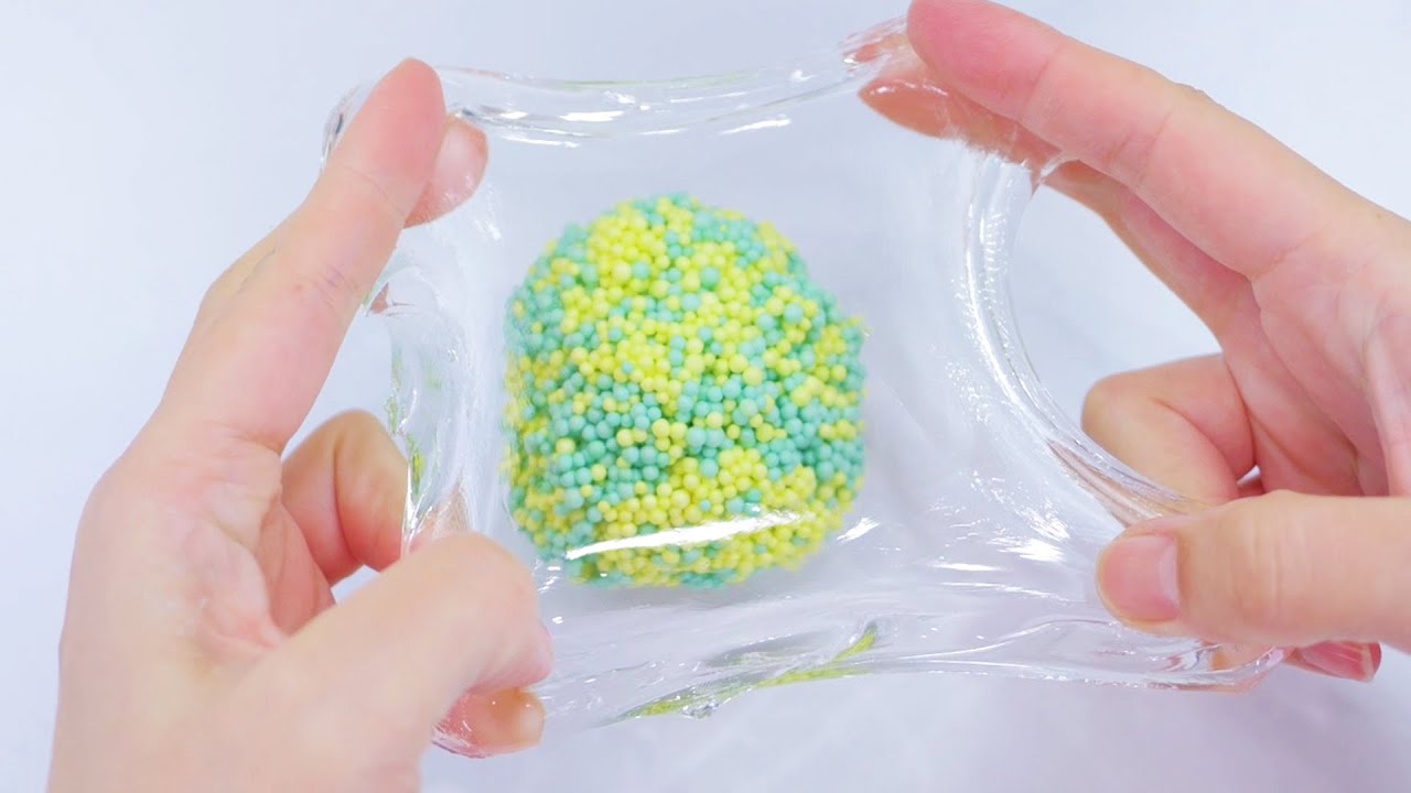 【ASMR】ダイソーの新商品つぶつぶ不思議ねんどをスライムと混ぜてみる DAISO Crunchy Clay into Clear Slime【音フェチ】