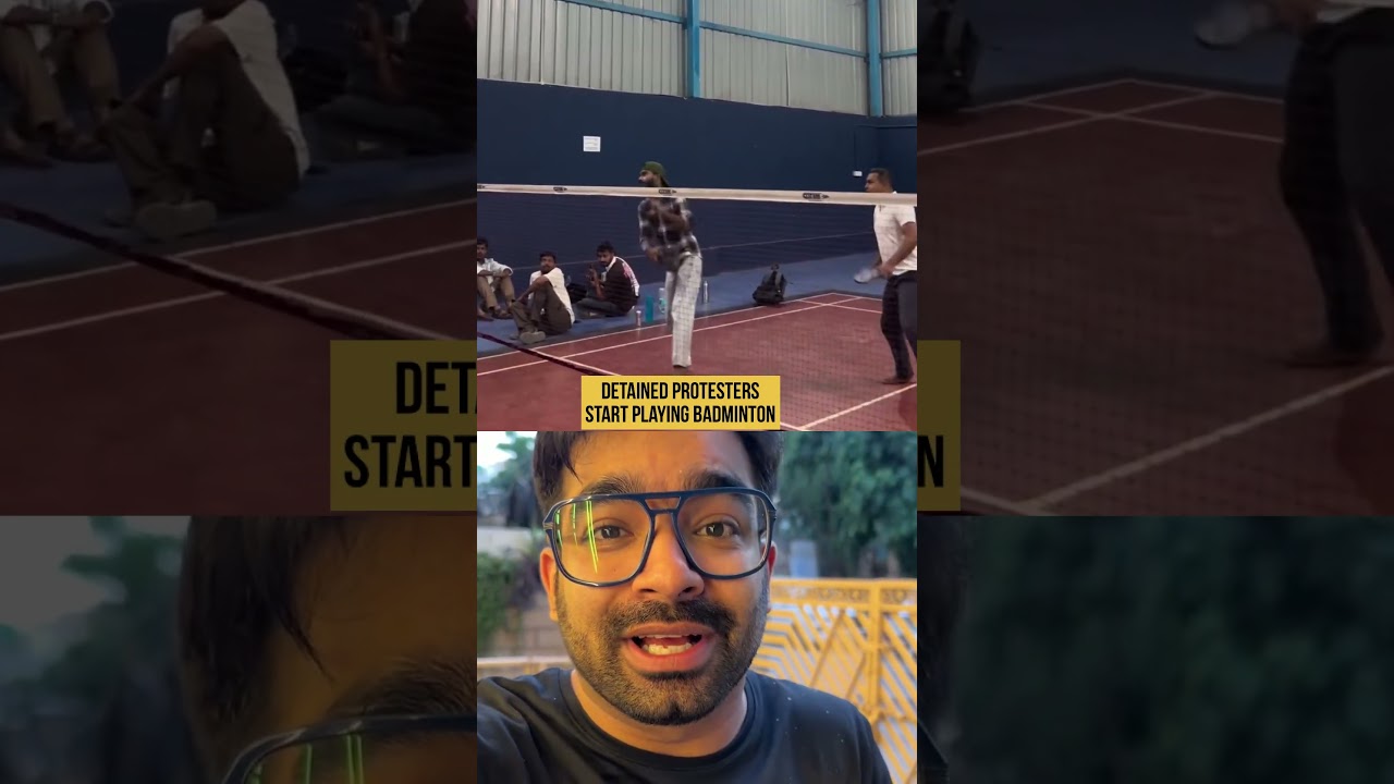 Protesters start playing Badminton after getting Detained at Sports stadium