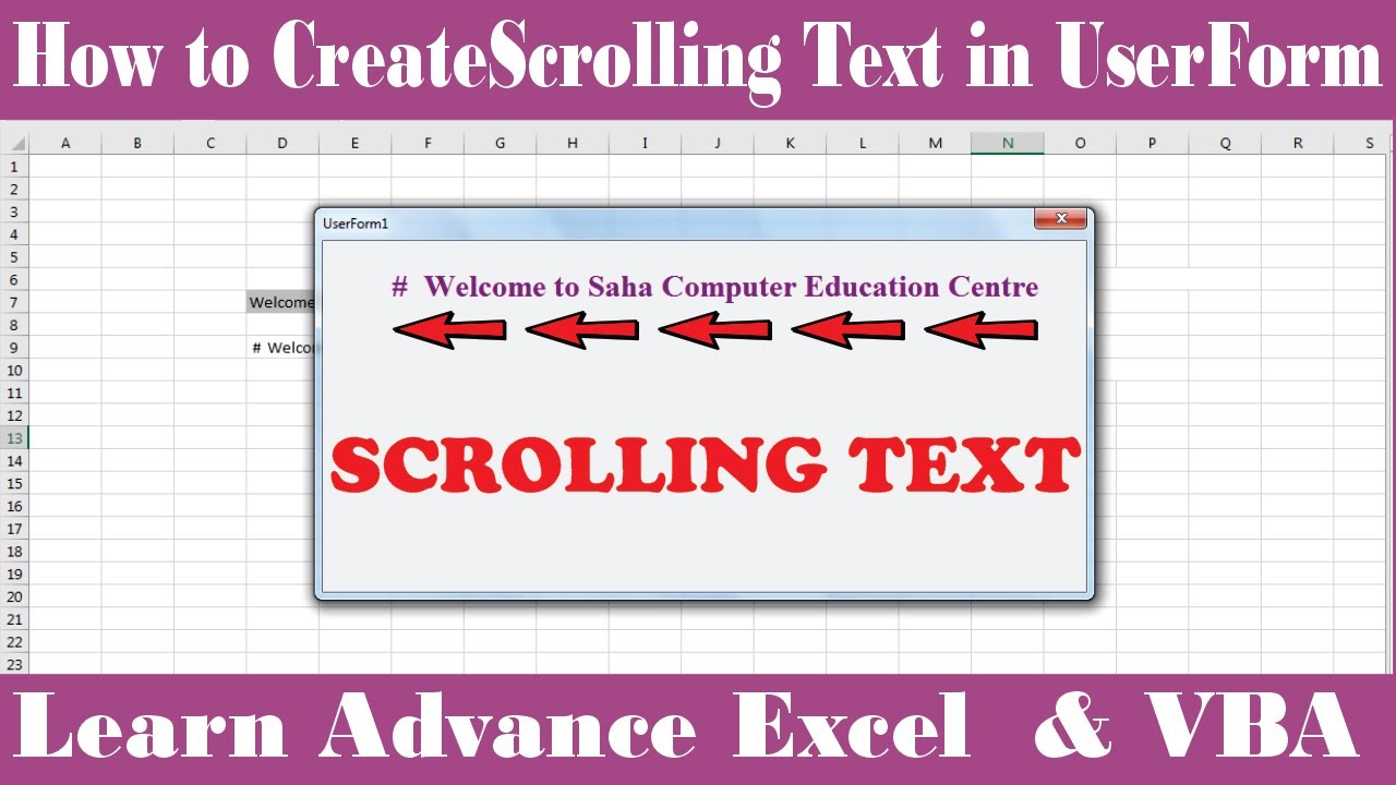 #254-Learn VBA: How to Create Scrolling Text in UserForm in Excel (2022)