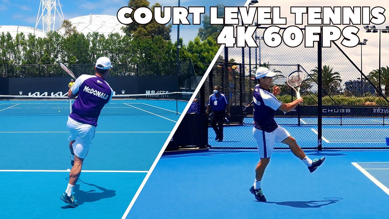 Mackenzie McDonald Split-Screen Side & Back View | Court Level Practice (4K 60FPS)