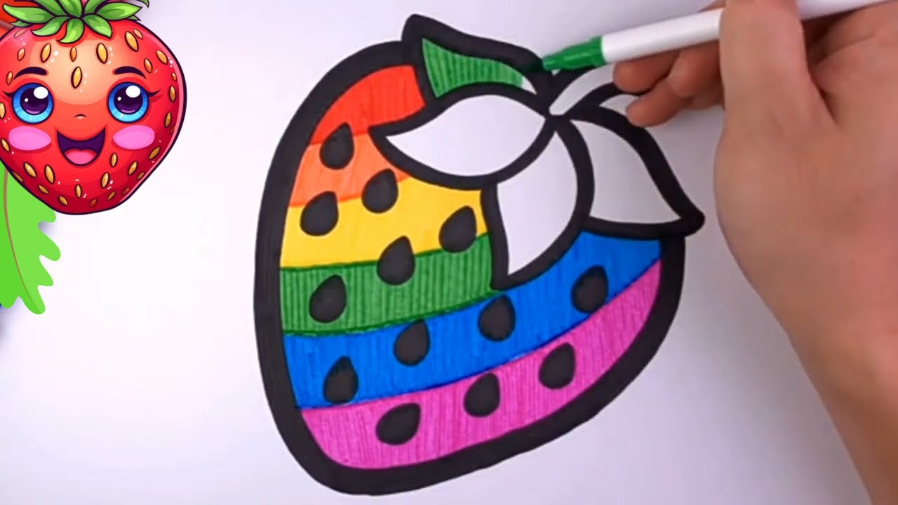 Draw a Strawberry | Draw a strawberry step by step for kids | draw a different color Strawberry