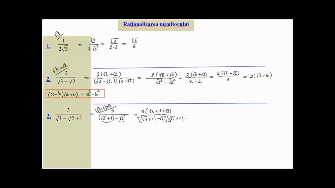 Rationalizarea numitorului unei fractii (lic_rationalizare)