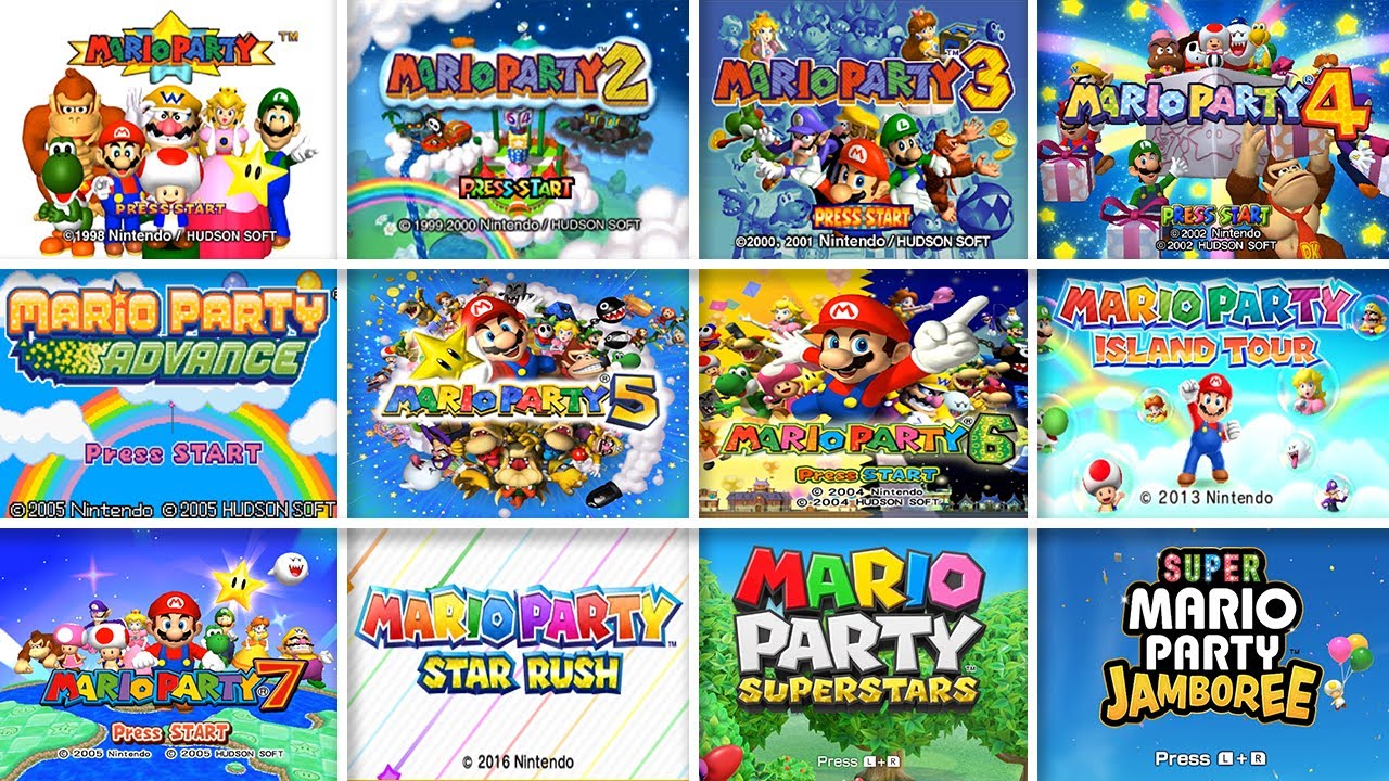 Evolution Of Mario Party Games Start Screen (1998 - 2024)