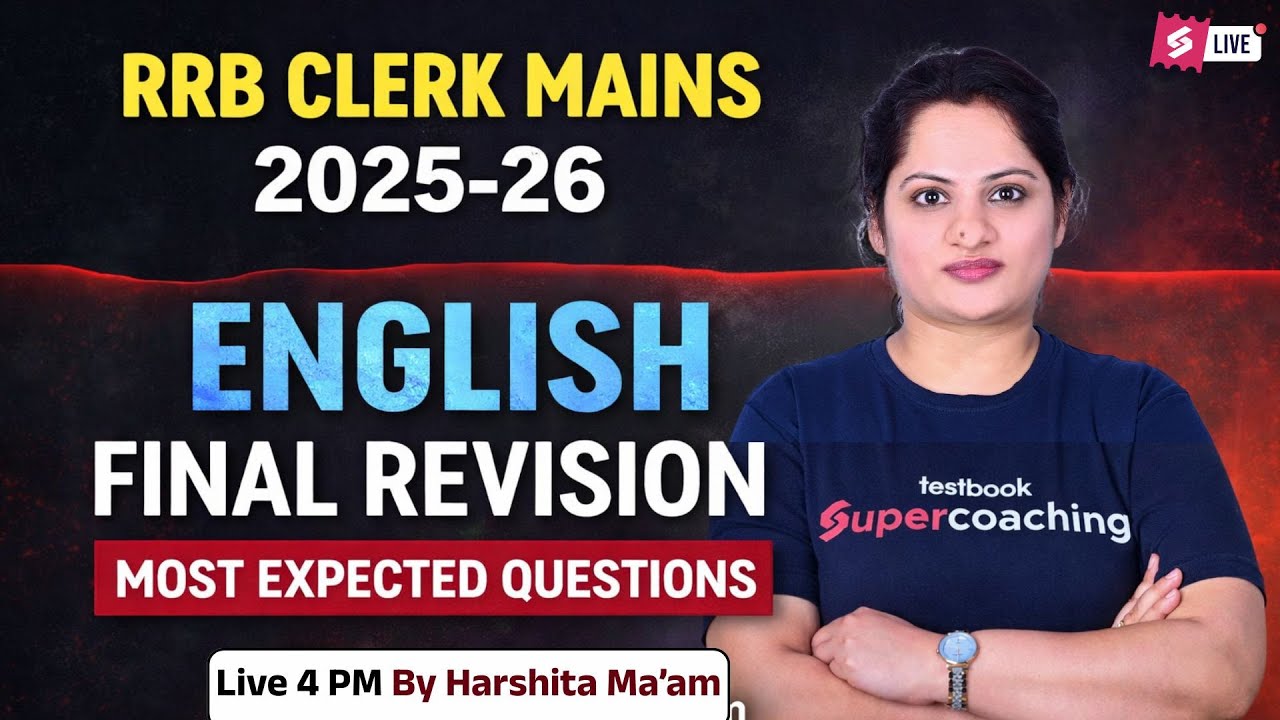 RRB Clerk Mains English 2025 | RRB Clerk Mains English Final Revision | English by Harshita mam