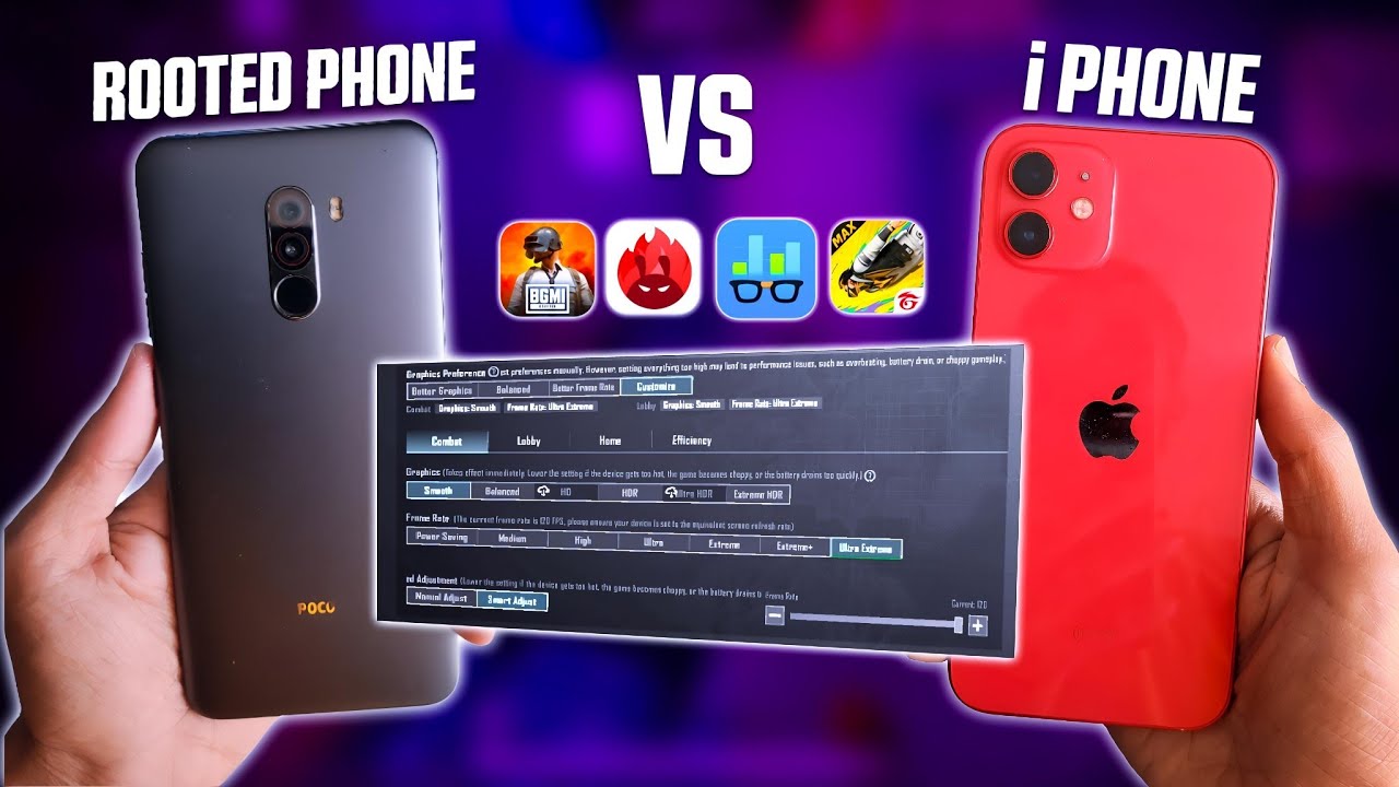 iPhone vs Rooted Android – Which is a Better GAMING PHONE ? (Performance & BGMI FPS Test)