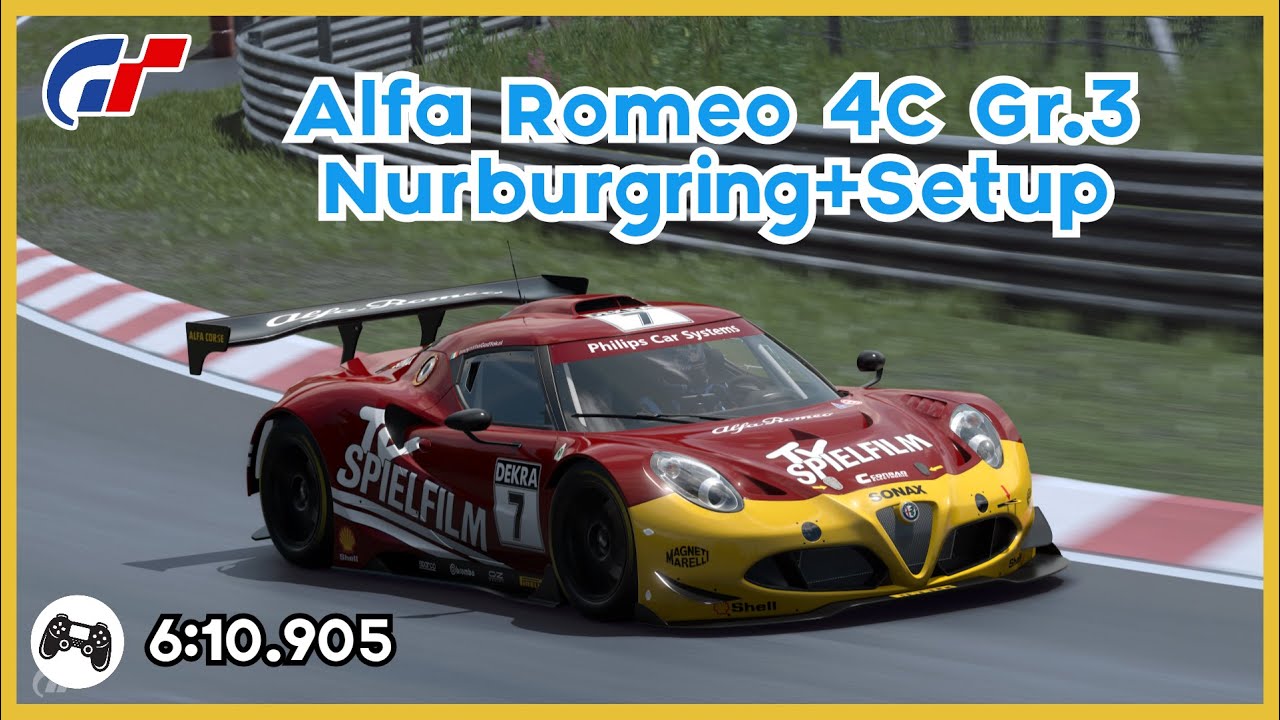 GT7 | 800hp Alfa Romeo 4C Gr.3 Nürburgring 6:10.905 | Lap + Setup