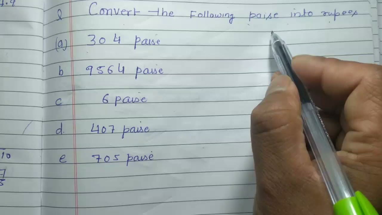 Convert the following paise into rupees
