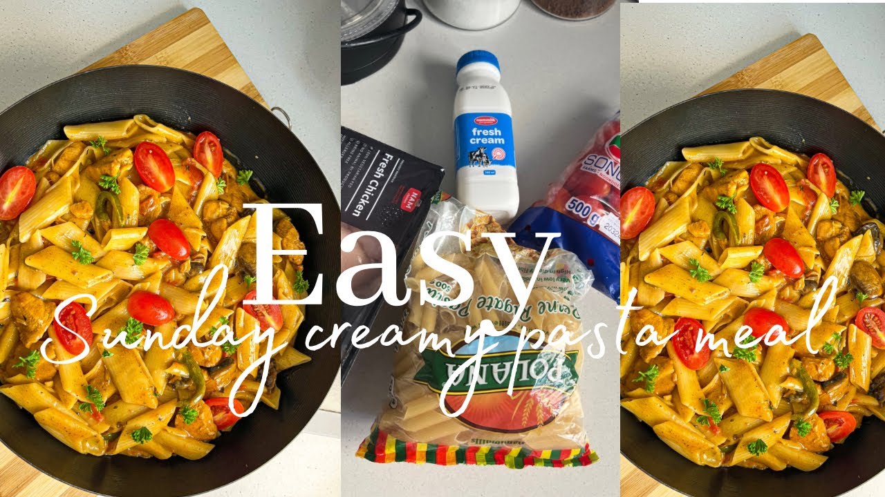 Easy creamy chicken mushroom pasta meal  you need to try out