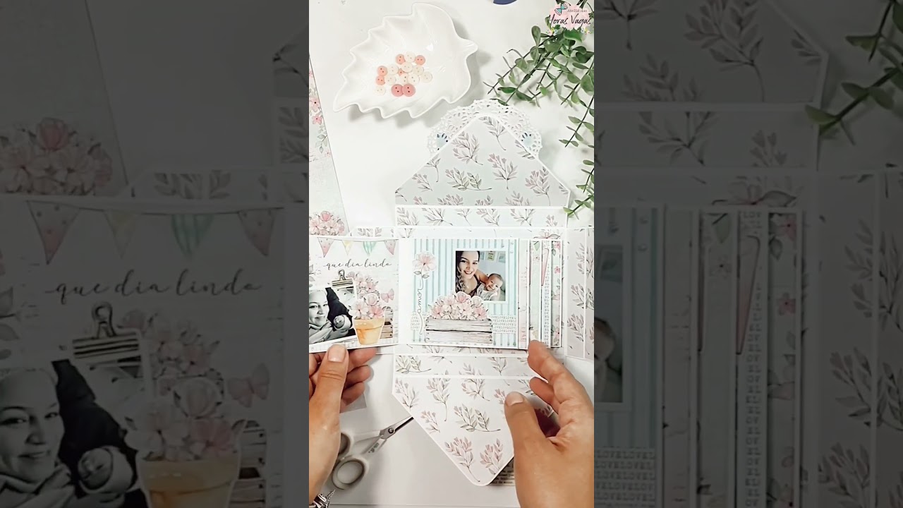 Um mini &aacute;lbum de fotos (Scrapbook) perfeito para presentear a mam&atilde;e