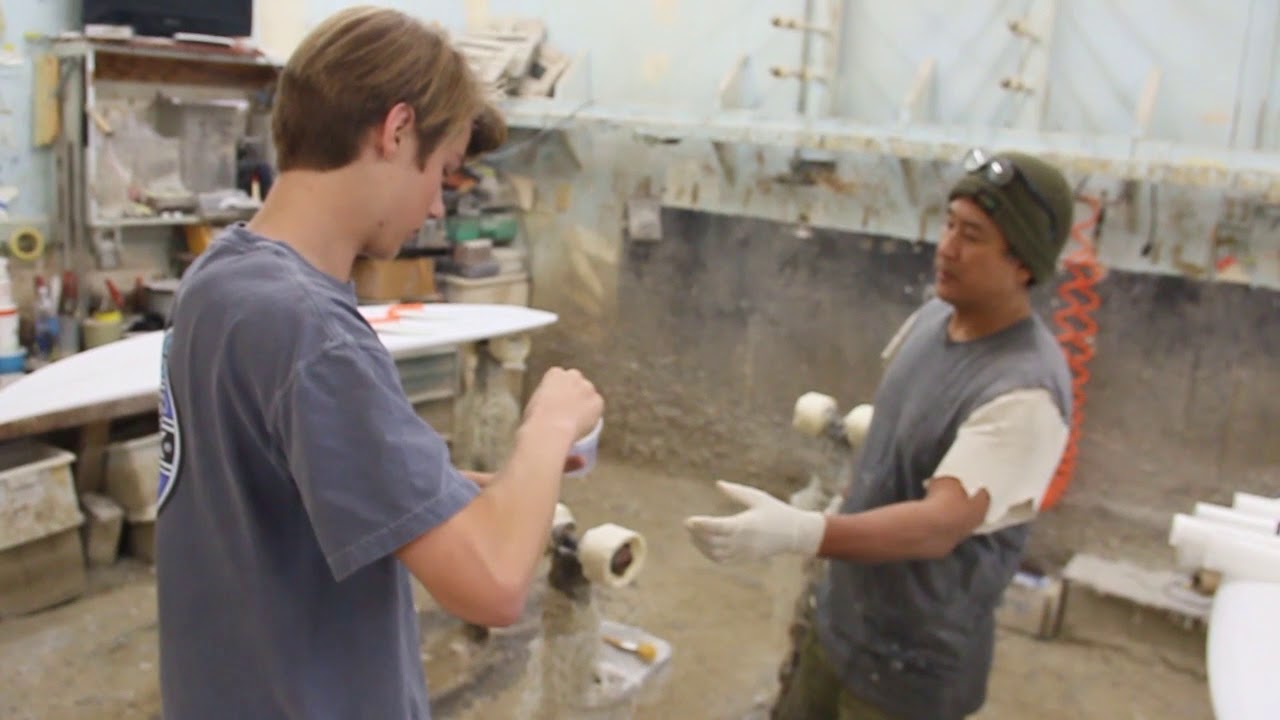 JPS surfboards.  Learning to glass with Jake Piekarsky.