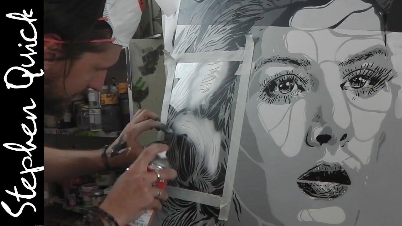 STENCIL SPRAY PAINTING | Multi-Layer Portrait // Stephen Quick