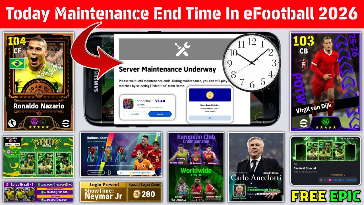 Maintenance End Time Today In eFootball 2026 Mobile | Pes Server Maintenance | Maintenance End Time