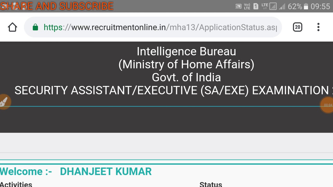 Intelligence Bureau, Ministry of Home Affairs   #IB Security Assistant Recruitment 2018|