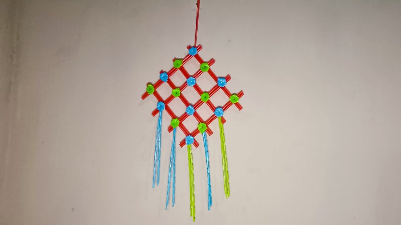 Cara membuat hiasan dinding sedotan mudah dan sederhana || how to make wall decoration from straws